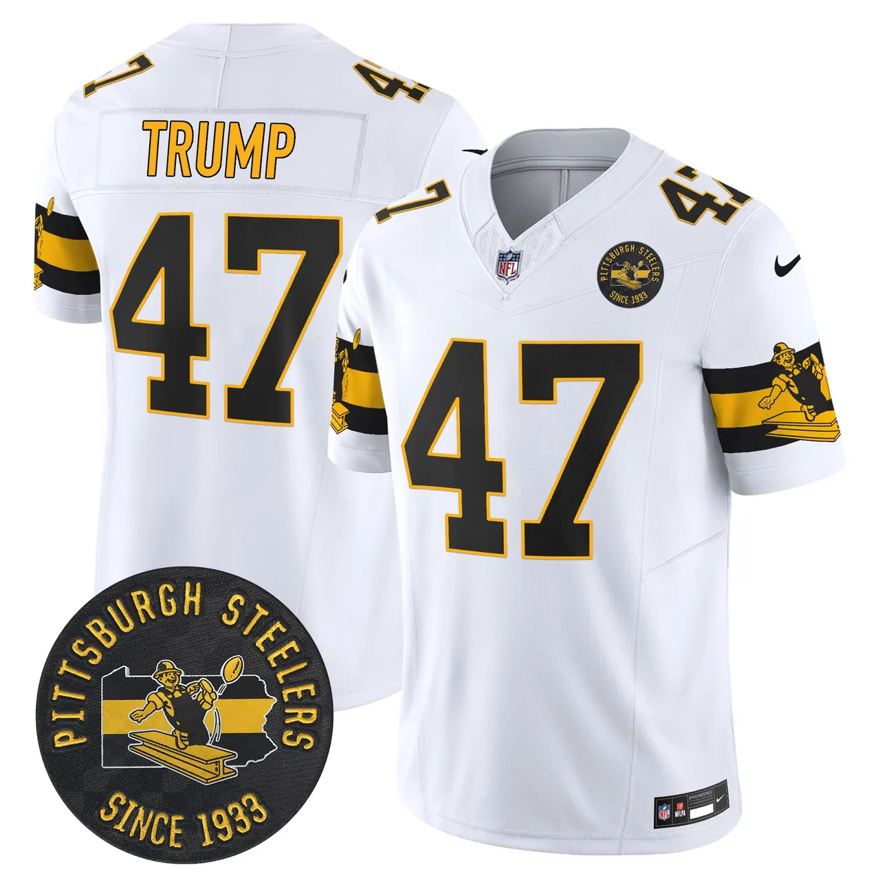Pittsburgh Steelers Nike Throwback 1933 Patch Vapor Limited Stitched Jersey - Black - Image 20