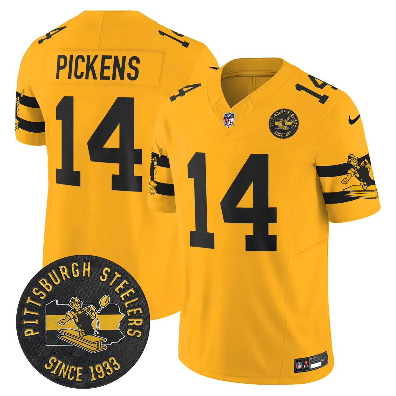 Pittsburgh Steelers Nike Throwback 1933 Patch Vapor Limited Stitched Jersey - Black - Image 23