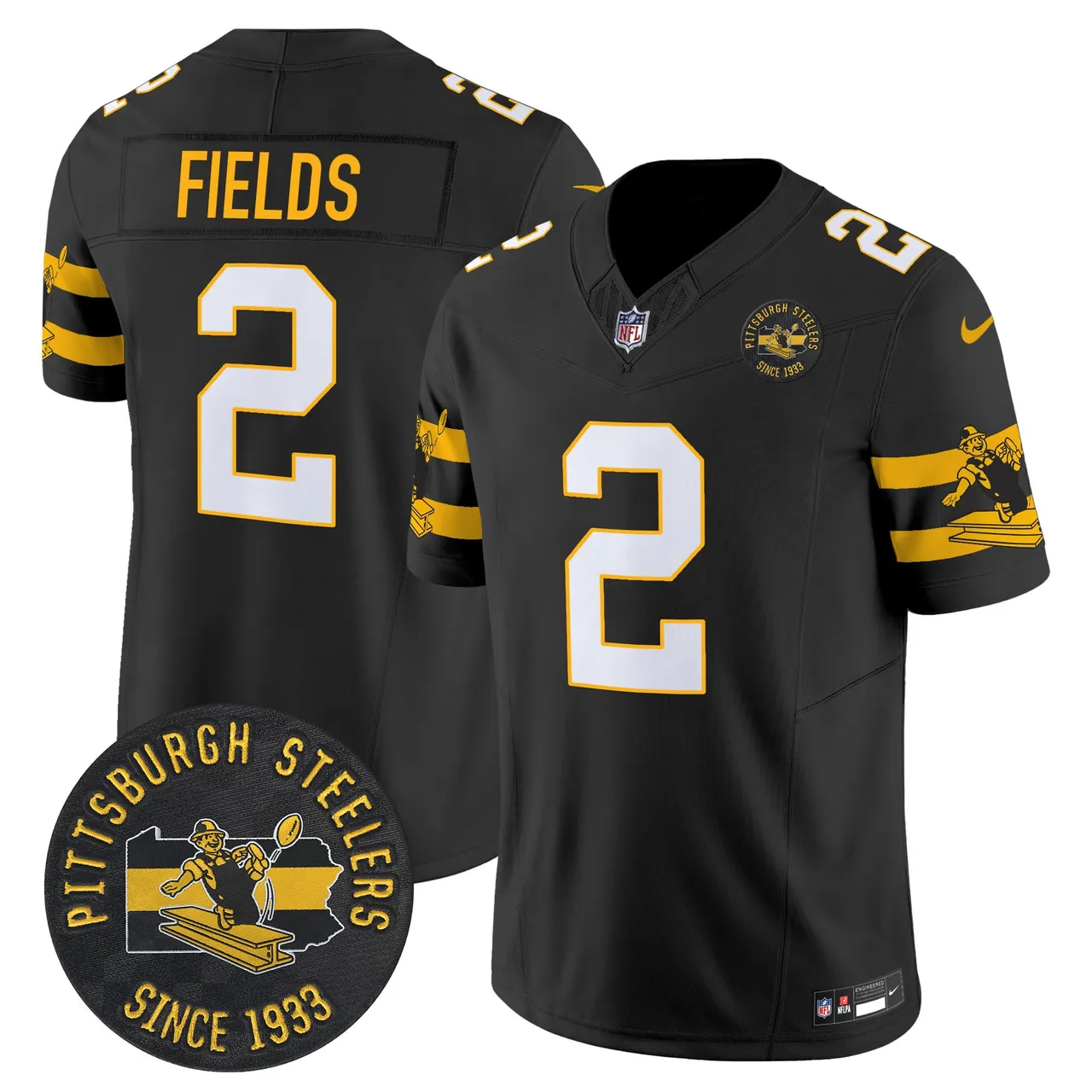 Pittsburgh Steelers Nike Throwback 1933 Patch Vapor Limited Stitched Jersey - Black