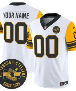 Alternative view of Pittsburgh Steelers Nike 1962 Throwback Est. 1933 Patch Vapor Custom Limited Stitched Jersey - Anthracite