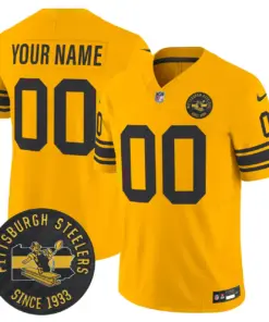 Pittsburgh Steelers Nike 1962 Throwback Est. 1933 Patch Vapor Custom Limited Stitched Jersey - Anthracite - Image 3