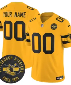 Pittsburgh Steelers Nike Throwback 1933 Patch Vapor Custom Limited Stitched Jersey - Black - Image 3