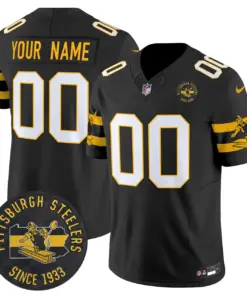 Pittsburgh Steelers Nike Throwback 1933 Patch Vapor Custom Limited Stitched Jersey - Black