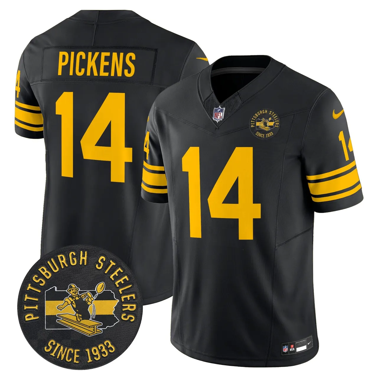 Pittsburgh Steelers Nike 1962 Throwback Est. 1933 Patch Vapor Limited Stitched Jersey - Anthracite - Image 3