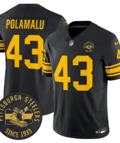 Pittsburgh Steelers Nike 1962 Throwback Est. 1933 Patch Vapor Limited Stitched Jersey - Anthracite - Image 5