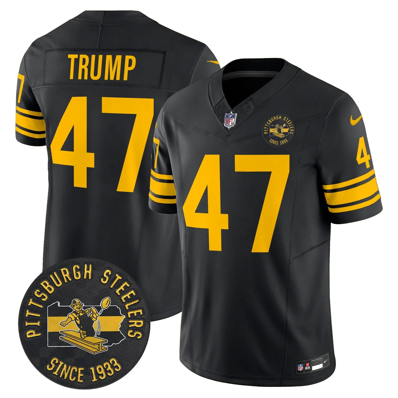 Pittsburgh Steelers Nike 1962 Throwback Est. 1933 Patch Vapor Limited Stitched Jersey - Anthracite - Image 10