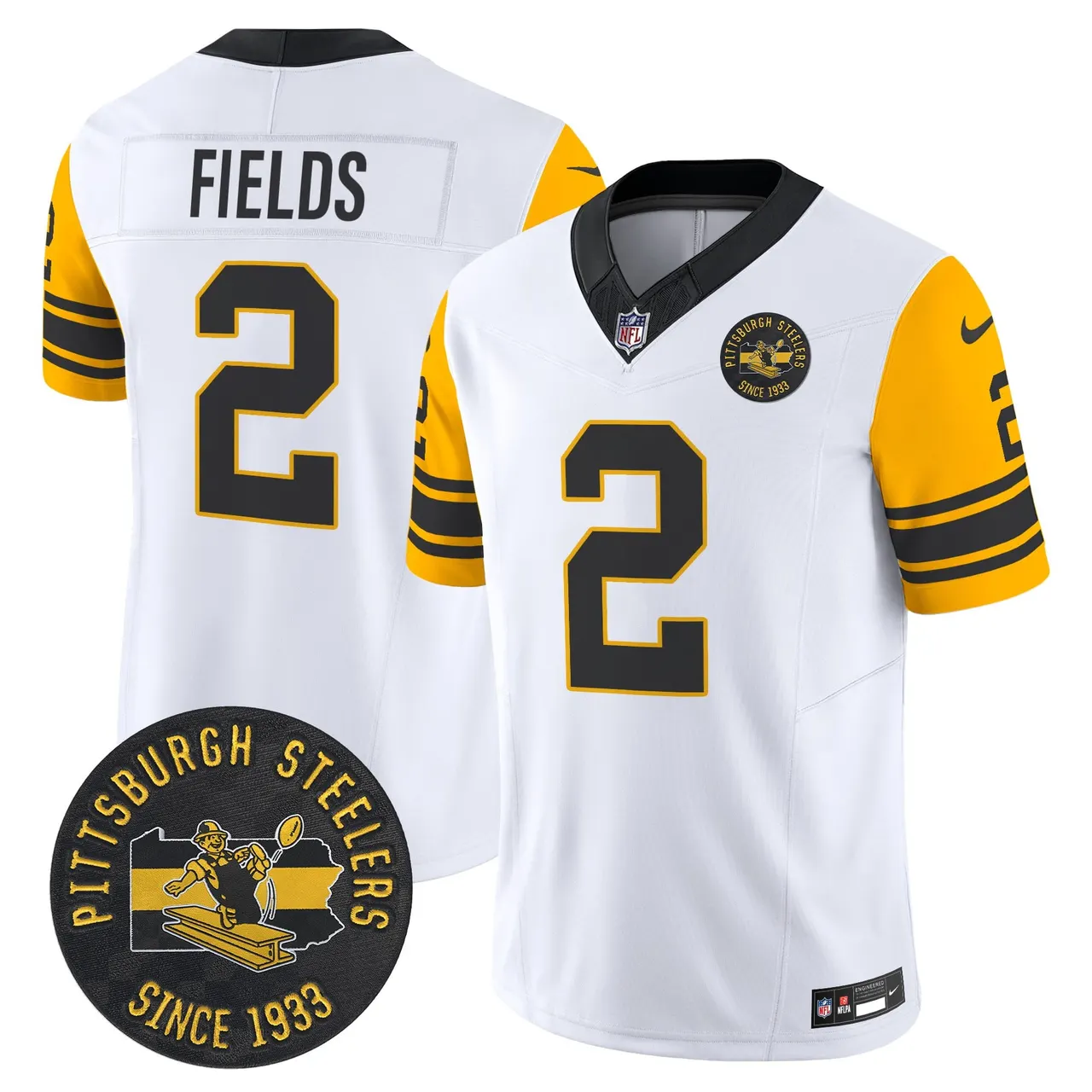 Pittsburgh Steelers Nike 1962 Throwback Est. 1933 Patch Vapor Limited Stitched Jersey - Anthracite - Image 11