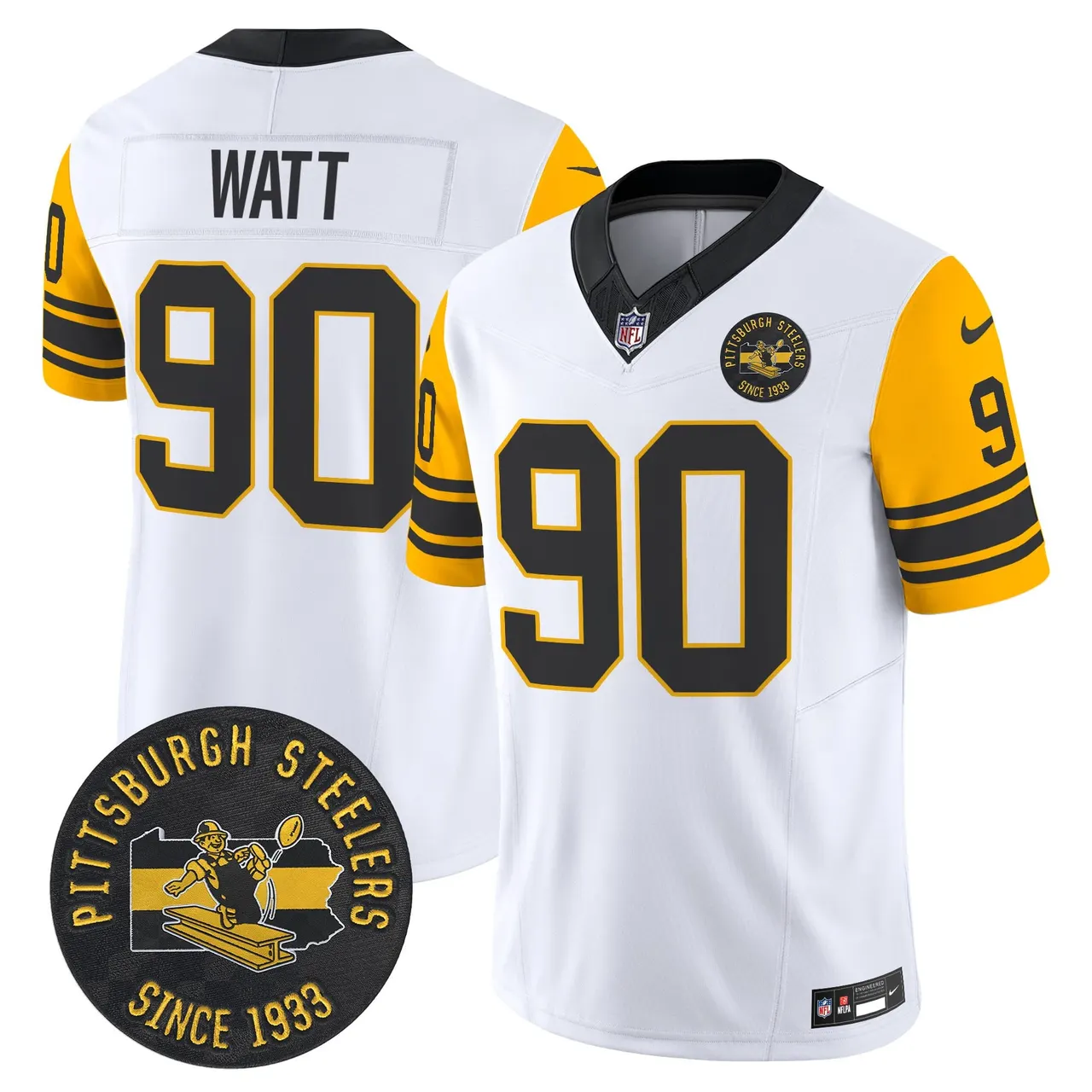 Pittsburgh Steelers Nike 1962 Throwback Est. 1933 Patch Vapor Limited Stitched Jersey - Anthracite - Image 12