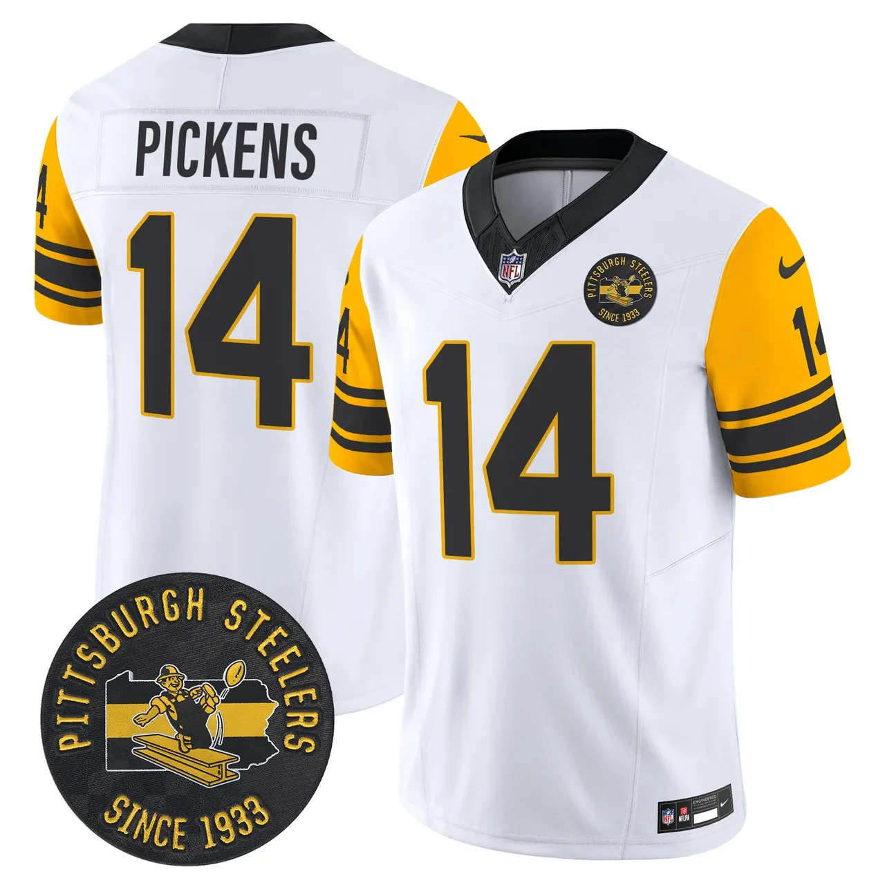 Pittsburgh Steelers Nike 1962 Throwback Est. 1933 Patch Vapor Limited Stitched Jersey - Anthracite - Image 13