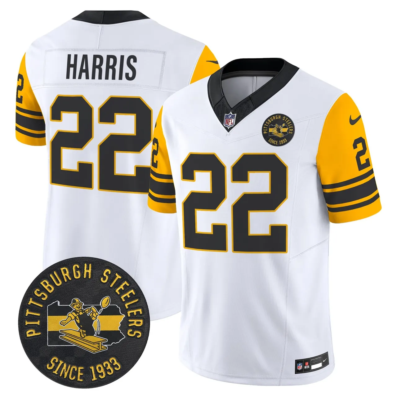 Pittsburgh Steelers Nike 1962 Throwback Est. 1933 Patch Vapor Limited Stitched Jersey - Anthracite - Image 14