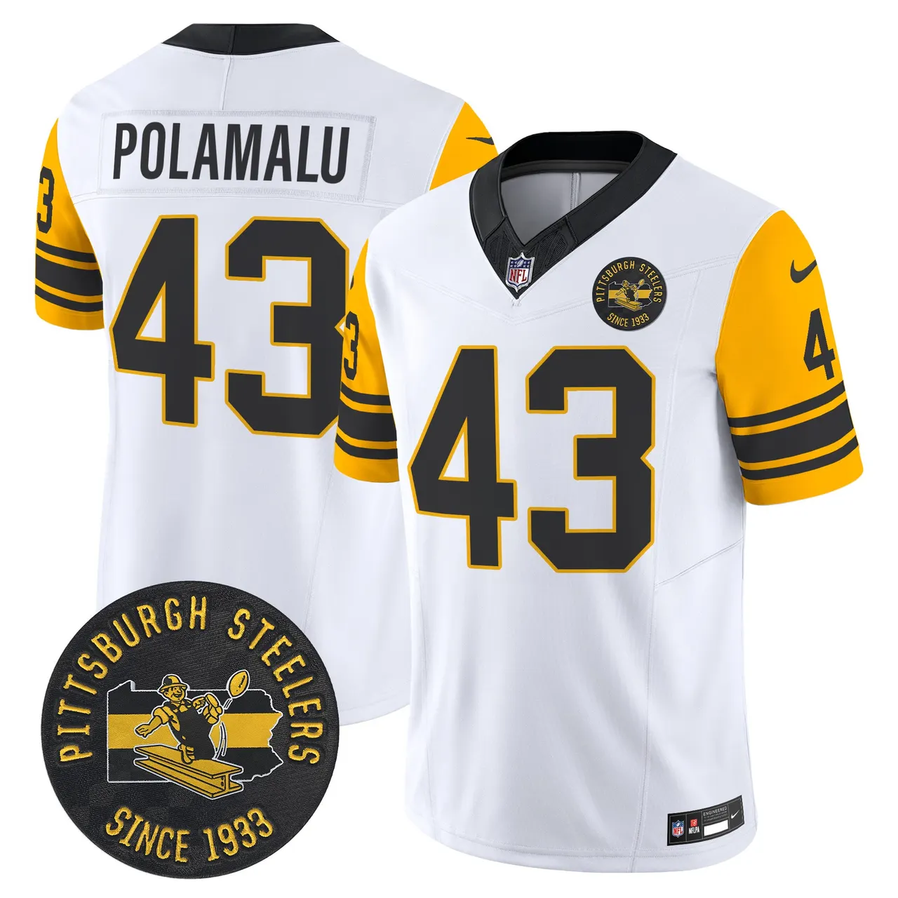Pittsburgh Steelers Nike 1962 Throwback Est. 1933 Patch Vapor Limited Stitched Jersey - Anthracite - Image 15