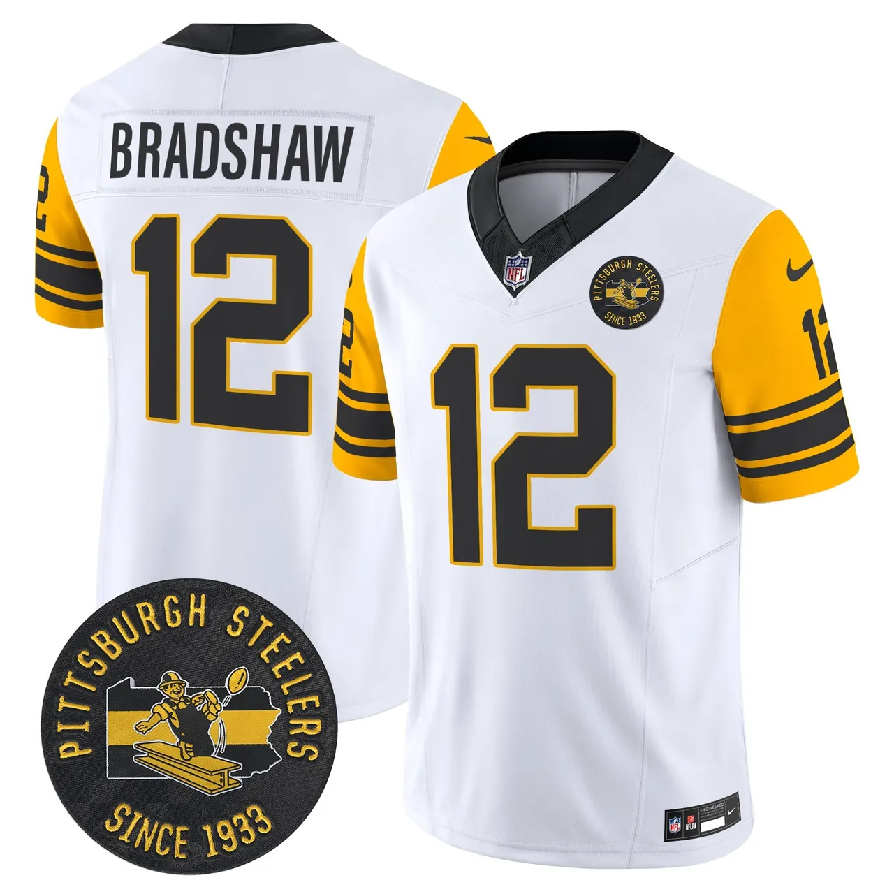Pittsburgh Steelers Nike 1962 Throwback Est. 1933 Patch Vapor Limited Stitched Jersey - Anthracite - Image 16