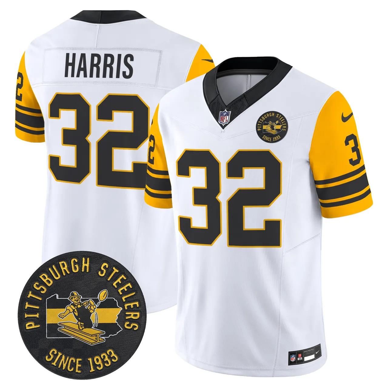 Pittsburgh Steelers Nike 1962 Throwback Est. 1933 Patch Vapor Limited Stitched Jersey - Anthracite - Image 17