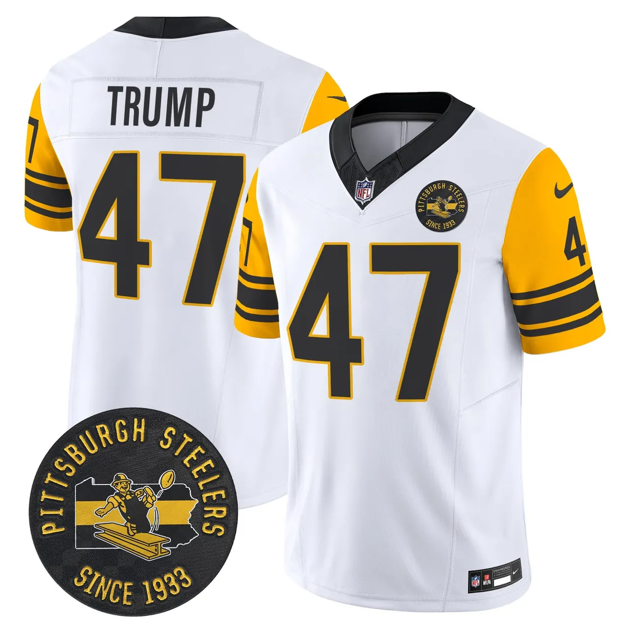 Pittsburgh Steelers Nike 1962 Throwback Est. 1933 Patch Vapor Limited Stitched Jersey - Anthracite - Image 20