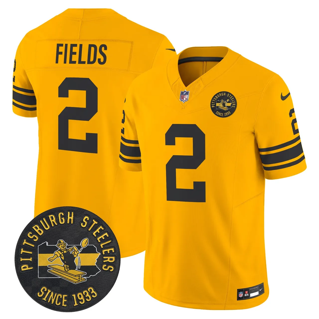 Pittsburgh Steelers Nike 1962 Throwback Est. 1933 Patch Vapor Limited Stitched Jersey - Anthracite - Image 21