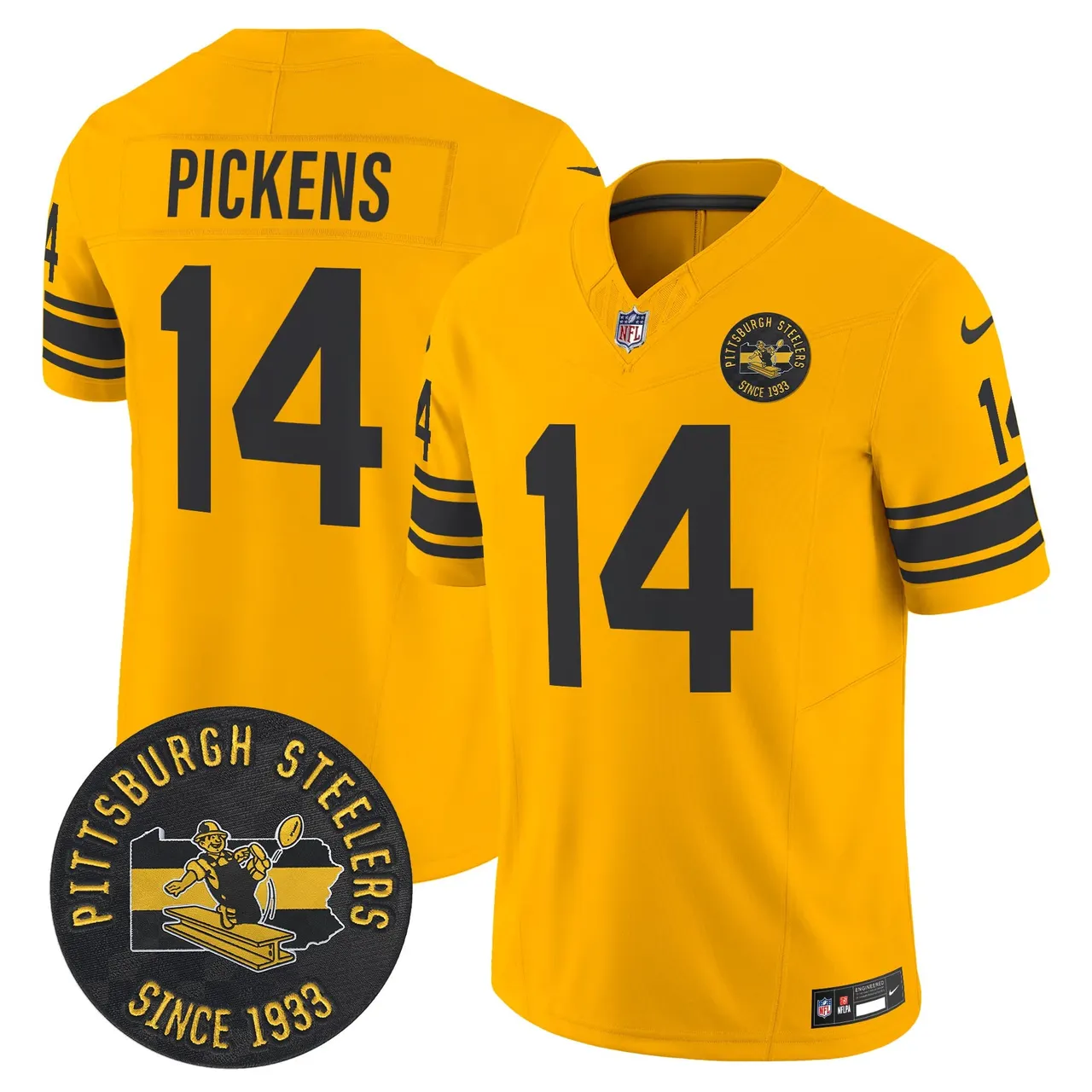 Pittsburgh Steelers Nike 1962 Throwback Est. 1933 Patch Vapor Limited Stitched Jersey - Anthracite - Image 23