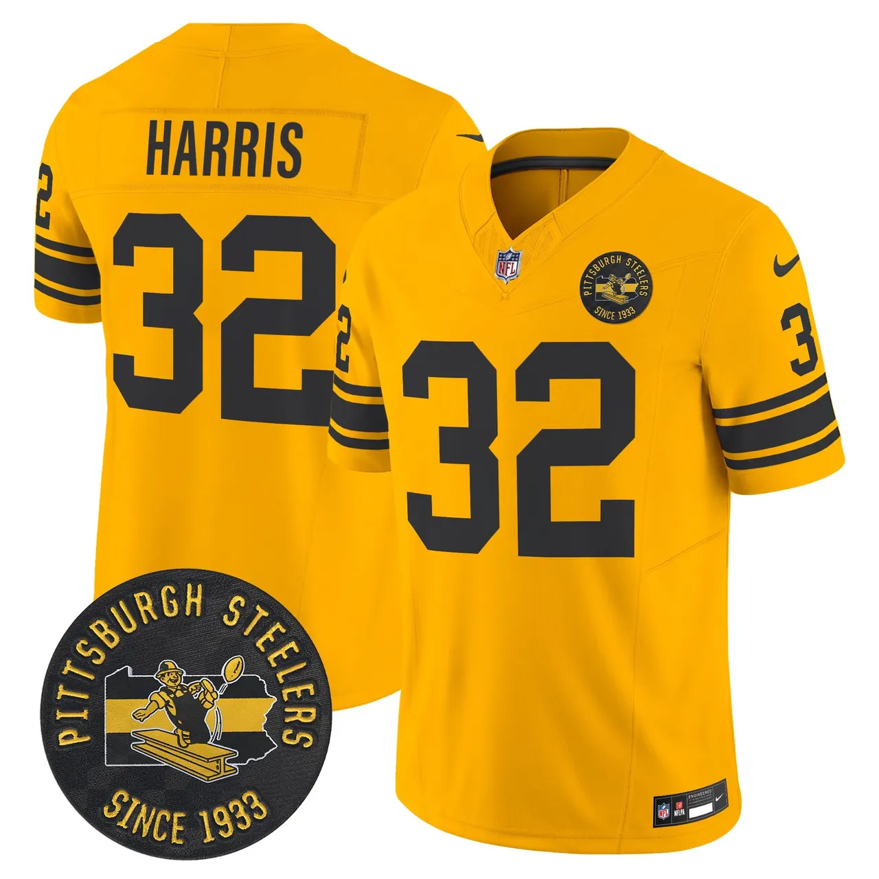 Pittsburgh Steelers Nike 1962 Throwback Est. 1933 Patch Vapor Limited Stitched Jersey - Anthracite - Image 27