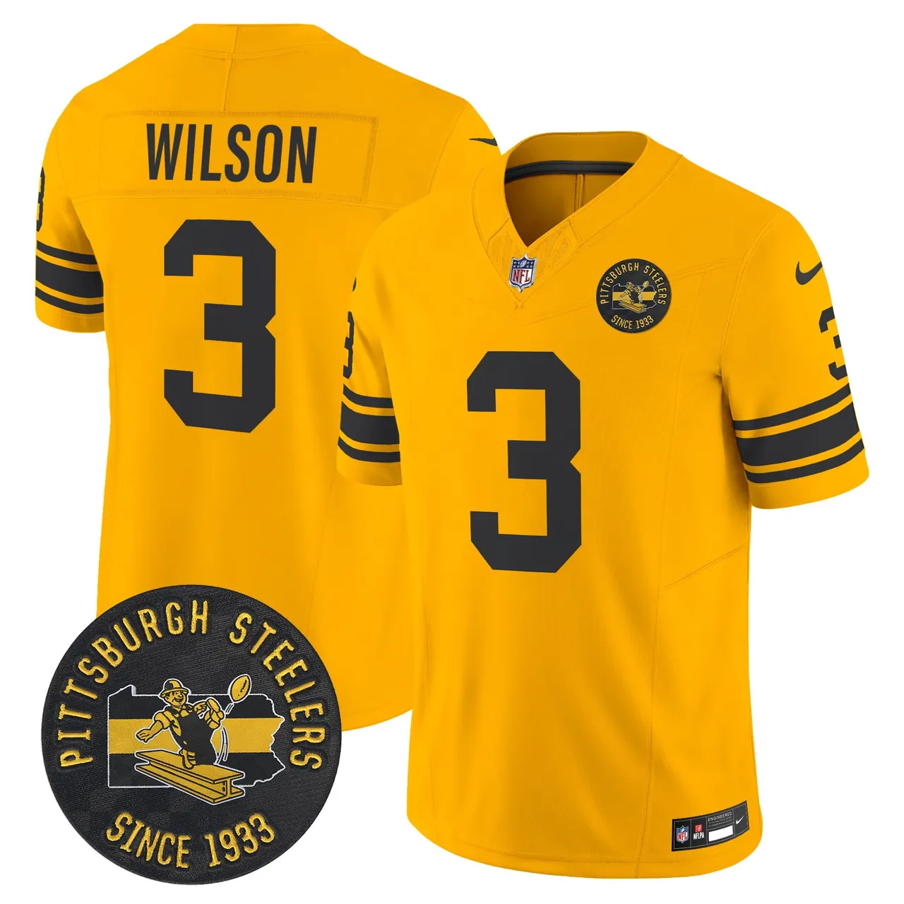 Pittsburgh Steelers Nike 1962 Throwback Est. 1933 Patch Vapor Limited Stitched Jersey - Anthracite - Image 29