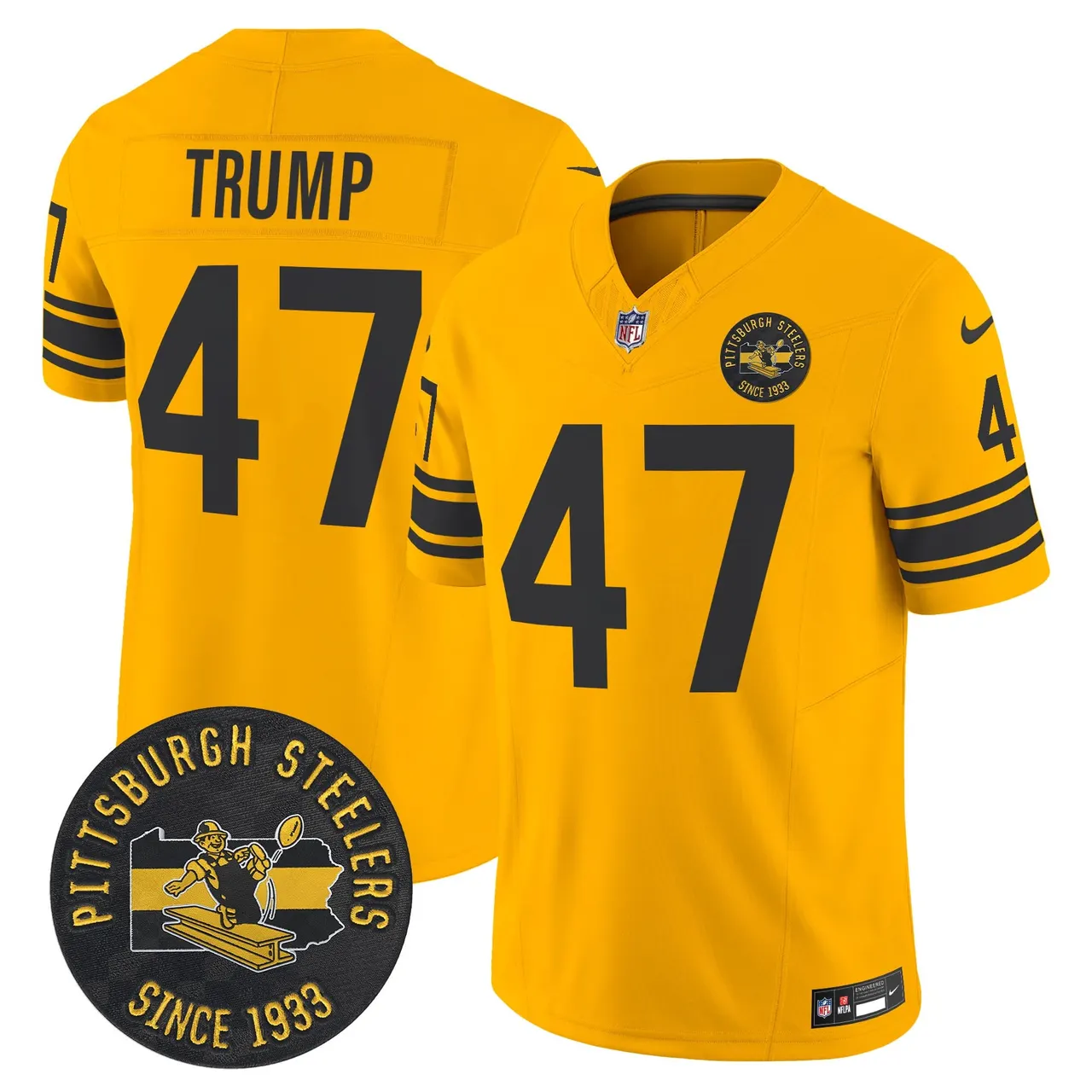 Pittsburgh Steelers Nike 1962 Throwback Est. 1933 Patch Vapor Limited Stitched Jersey - Anthracite - Image 30