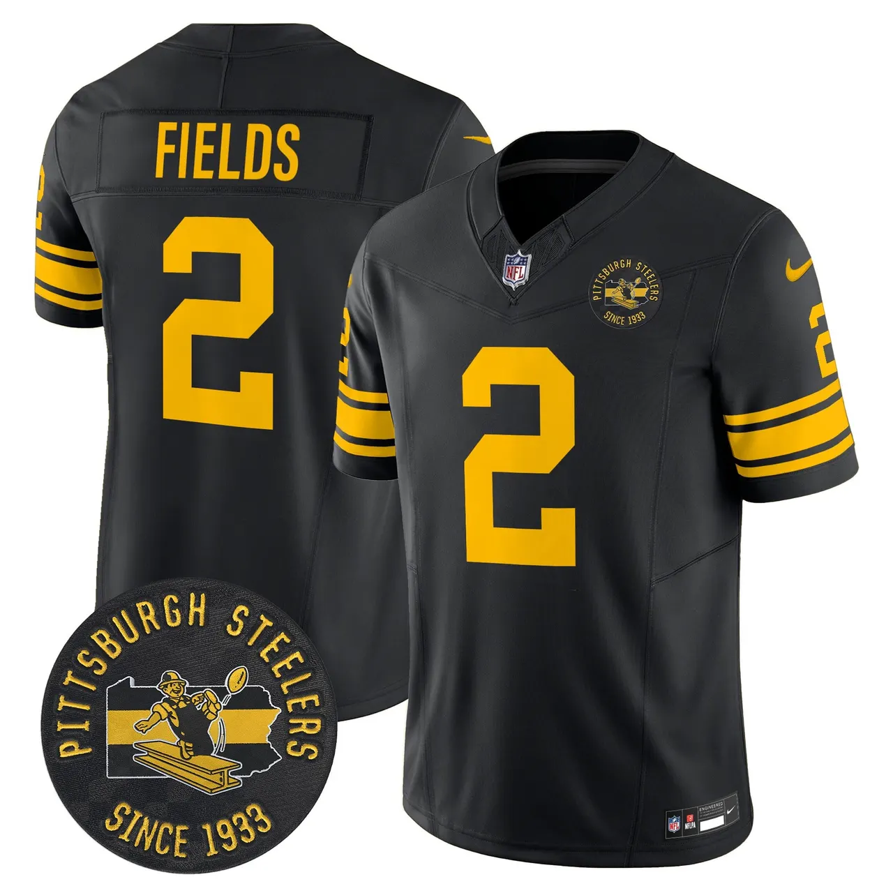 Pittsburgh Steelers Nike 1962 Throwback Est. 1933 Patch Vapor Limited Stitched Jersey - Anthracite