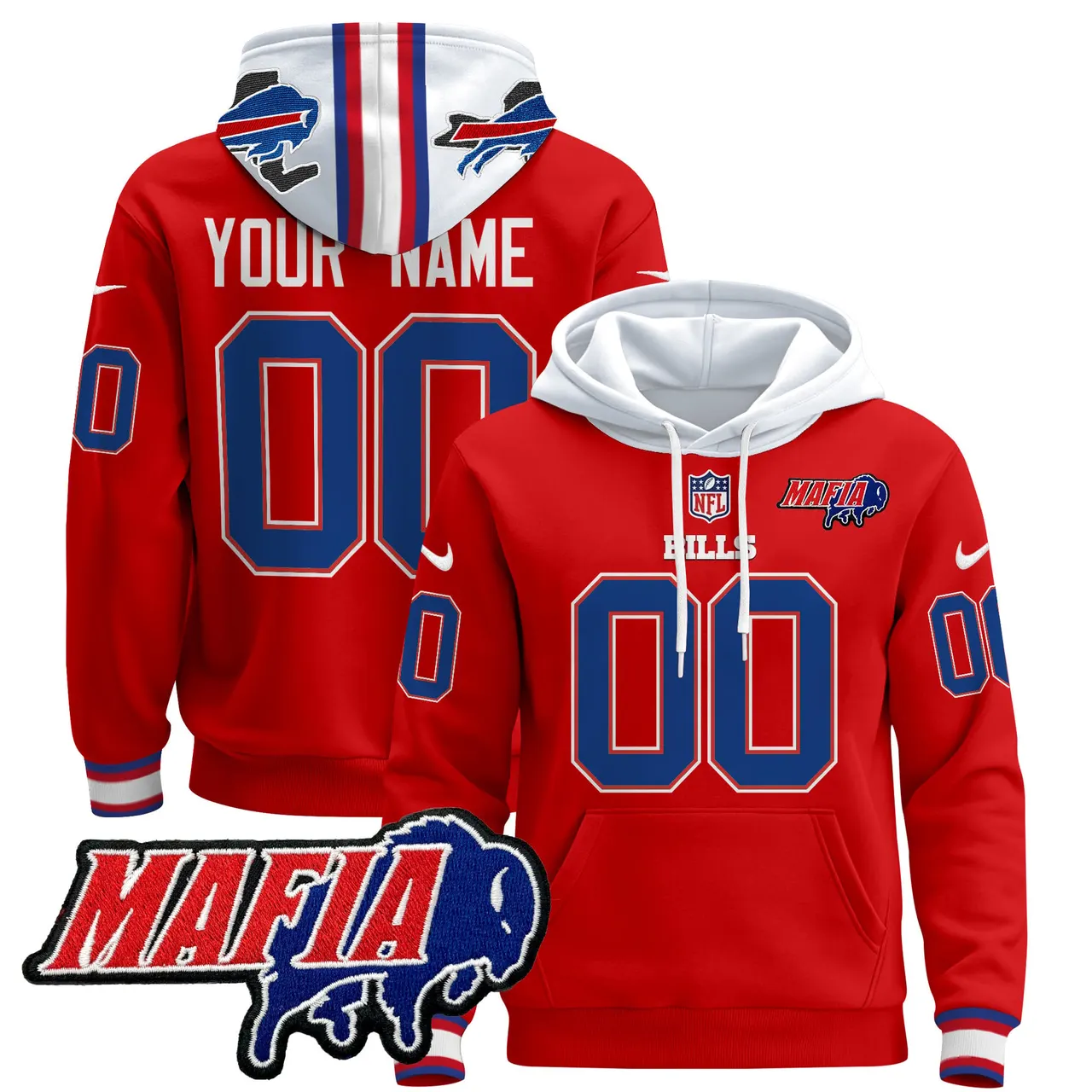 Buffalo Bills Nike 2024 Mafia Patch Custom Pullover Hoodie - Royal Blue - Image 2