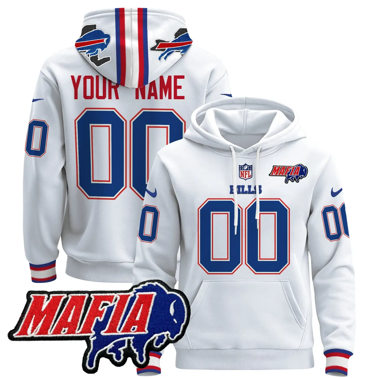 Buffalo Bills Nike 2024 Mafia Patch Custom Pullover Hoodie - Royal Blue - Image 3