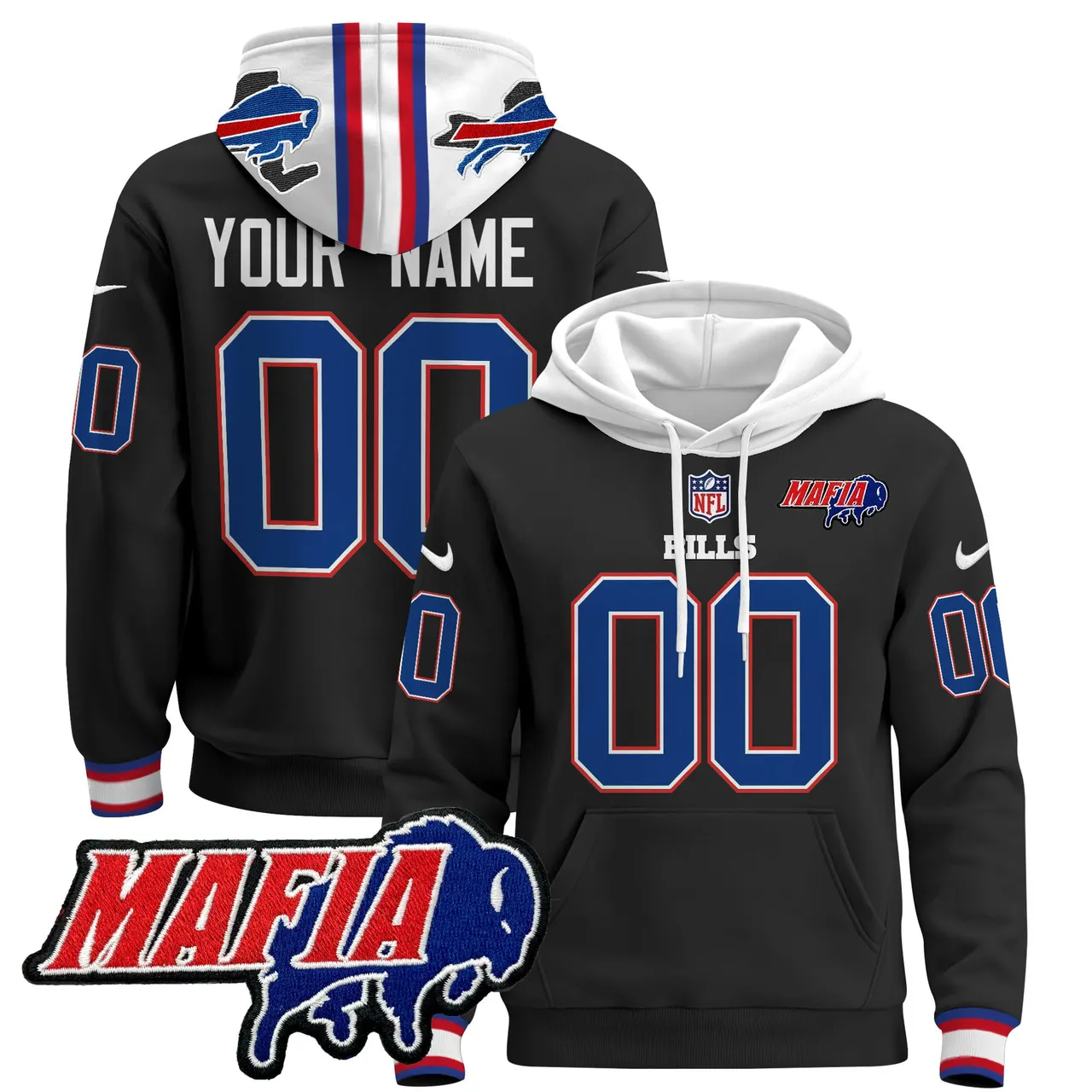 Buffalo Bills Nike 2024 Mafia Patch Custom Pullover Hoodie - Royal Blue - Image 4
