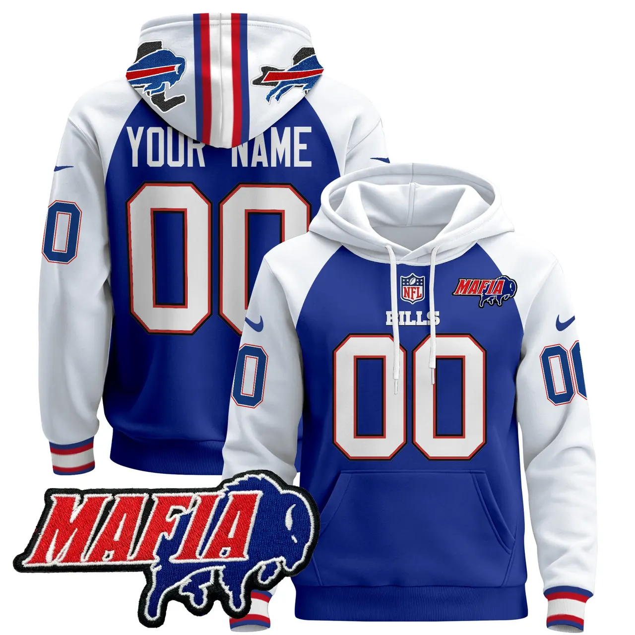 Buffalo Bills Nike 2024 Mafia Patch Custom Pullover Hoodie - Royal Blue - Image 5