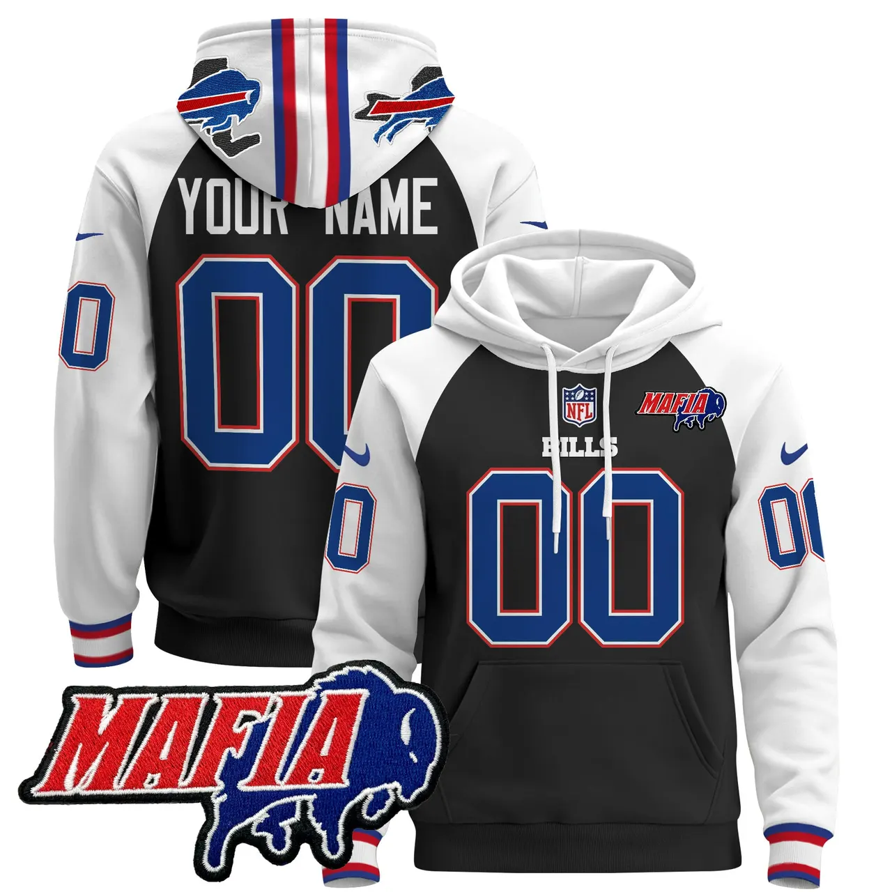Buffalo Bills Nike 2024 Mafia Patch Custom Pullover Hoodie - Royal Blue - Image 6