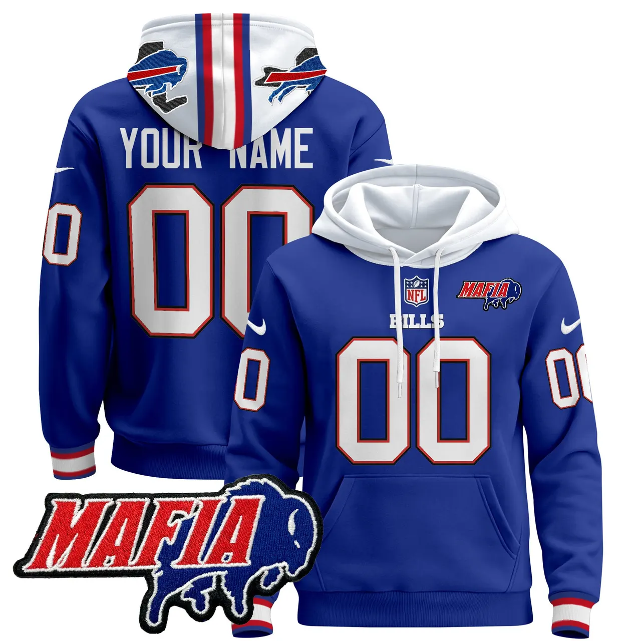 Buffalo Bills Nike 2024 Mafia Patch Custom Pullover Hoodie - Royal Blue