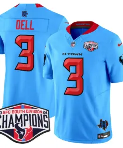 C.J. Stroud Houston Texans Nike 2024 AFC South Division Champions Patch Vapor Limited Stitched Jersey - Powder Blue - Image 4
