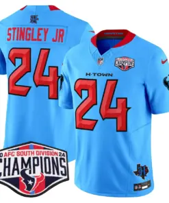 C.J. Stroud Houston Texans Nike 2024 AFC South Division Champions Patch Vapor Limited Stitched Jersey - Powder Blue - Image 5