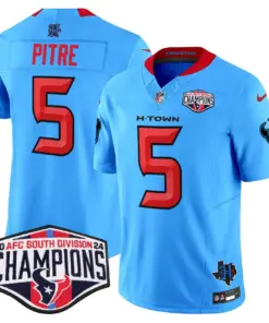 C.J. Stroud Houston Texans Nike 2024 AFC South Division Champions Patch Vapor Limited Stitched Jersey - Powder Blue - Image 7