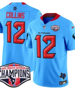 C.J. Stroud Houston Texans Nike 2024 AFC South Division Champions Patch Vapor Limited Stitched Jersey - Powder Blue - Image 8