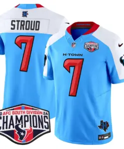 C.J. Stroud Houston Texans Nike 2024 AFC South Division Champions Patch Vapor Limited Stitched Jersey - Powder Blue - Image 37