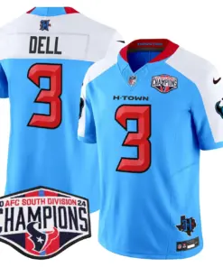 C.J. Stroud Houston Texans Nike 2024 AFC South Division Champions Patch Vapor Limited Stitched Jersey - Powder Blue - Image 40