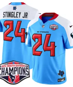 C.J. Stroud Houston Texans Nike 2024 AFC South Division Champions Patch Vapor Limited Stitched Jersey - Powder Blue - Image 41