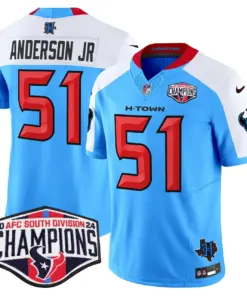 C.J. Stroud Houston Texans Nike 2024 AFC South Division Champions Patch Vapor Limited Stitched Jersey - Powder Blue - Image 42