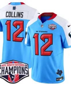 C.J. Stroud Houston Texans Nike 2024 AFC South Division Champions Patch Vapor Limited Stitched Jersey - Powder Blue - Image 44