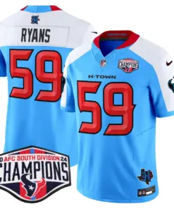 C.J. Stroud Houston Texans Nike 2024 AFC South Division Champions Patch Vapor Limited Stitched Jersey - Powder Blue - Image 45