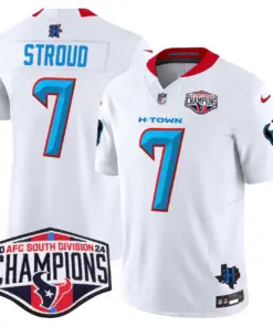 C.J. Stroud Houston Texans Nike 2024 AFC South Division Champions Patch Vapor Limited Stitched Jersey - Powder Blue - Image 46