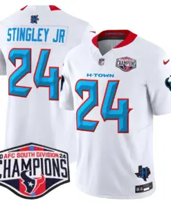 C.J. Stroud Houston Texans Nike 2024 AFC South Division Champions Patch Vapor Limited Stitched Jersey - Powder Blue - Image 50
