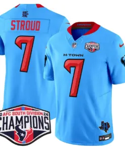 C.J. Stroud Houston Texans Nike 2024 AFC South Division Champions Patch Vapor Limited Stitched Jersey - Powder Blue