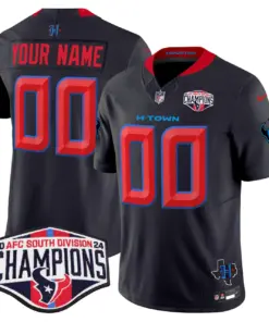 Houston Texans Nike 2024 AFC South Division Champions Patch Vapor Custom Limited Stitched Jersey - Powder Blue - Image 2