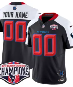 Houston Texans Nike 2024 AFC South Division Champions Patch Vapor Custom Limited Stitched Jersey - Powder Blue - Image 4