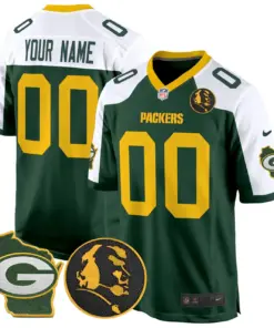 Alternative view of John Madden Green Bay Packers Nike Home Patch Custom Game Stitched Jersey - Black
