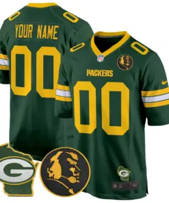 John Madden Green Bay Packers Nike Home Patch Custom Game Stitched Jersey - Black - Image 3