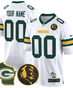John Madden Green Bay Packers Nike Home Patch Custom Game Stitched Jersey - Black - Image 4