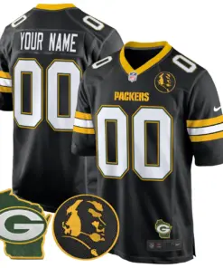 John Madden Green Bay Packers Nike Home Patch Custom Game Stitched Jersey - Black - Image 5