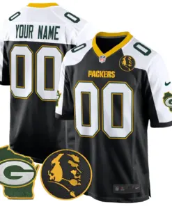 John Madden Green Bay Packers Nike Home Patch Custom Game Stitched Jersey - Black